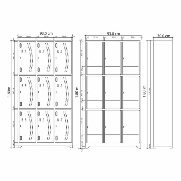 Locker de 9 puestos en acero – Organización y seguridad para oficinas e industrias