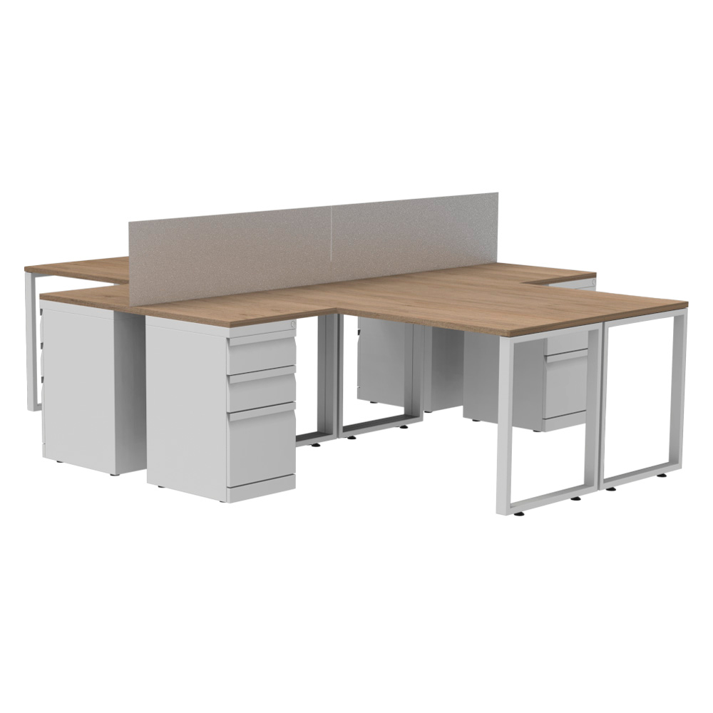 Isla de Trabajo en L 4 Puestos Blanco - Imagen 2