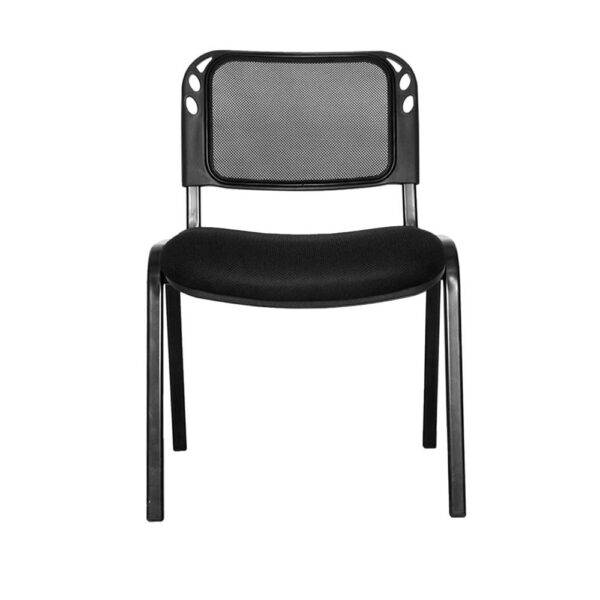 Silla Isosceles con respaldo de malla negra, ideal para oficina, con un diseño ergonómico y moderno.