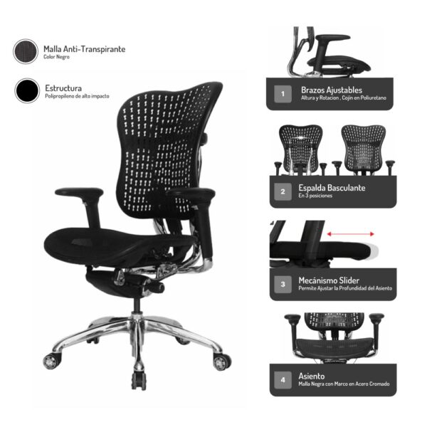 Mecanismo de silla Tokio – Confort y ajuste ergonómico