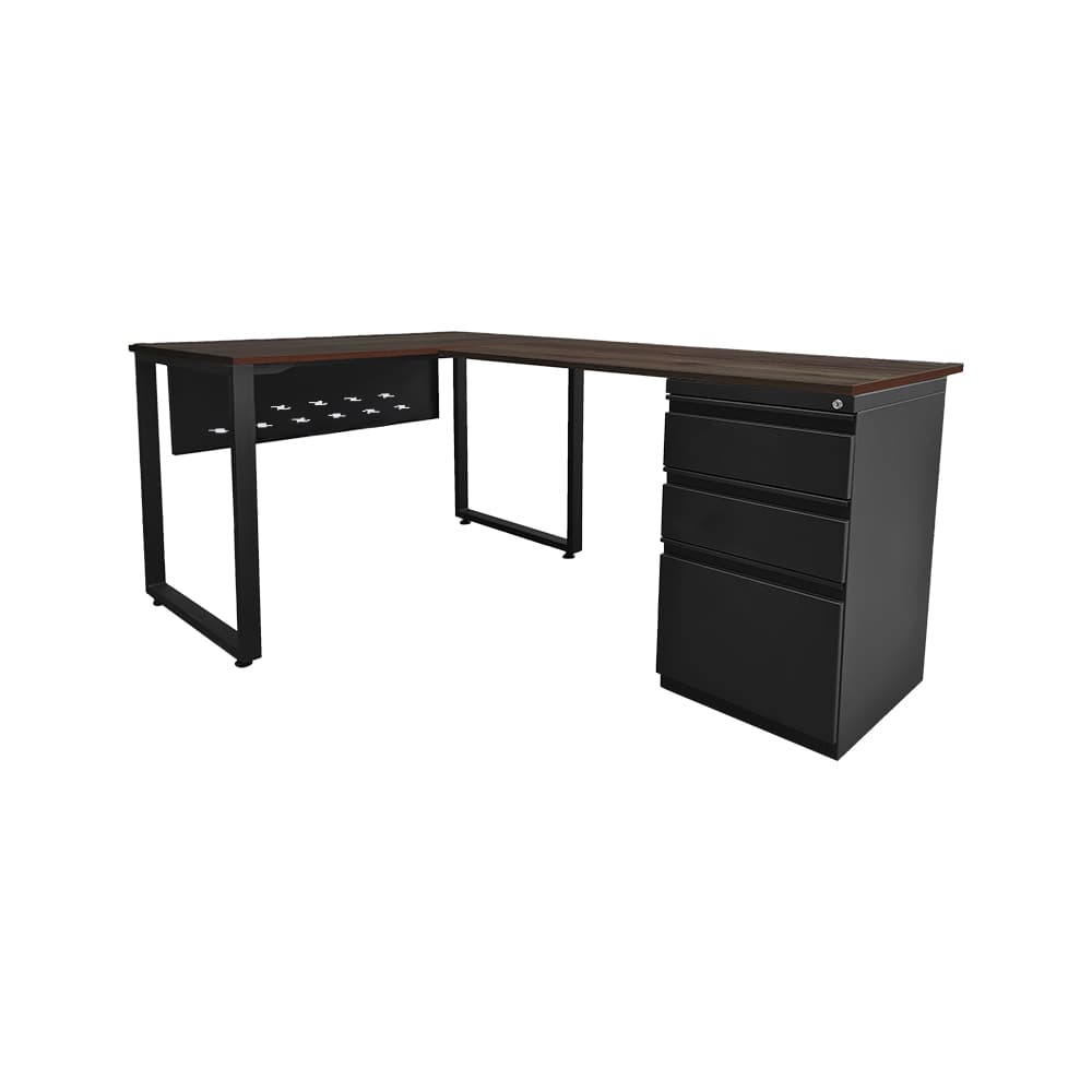 Escritorio Esquinero tipo C Sencillo con Faldón Negro