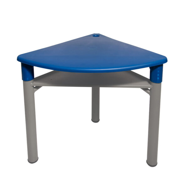 mesa infantil kinder azul con portalibros