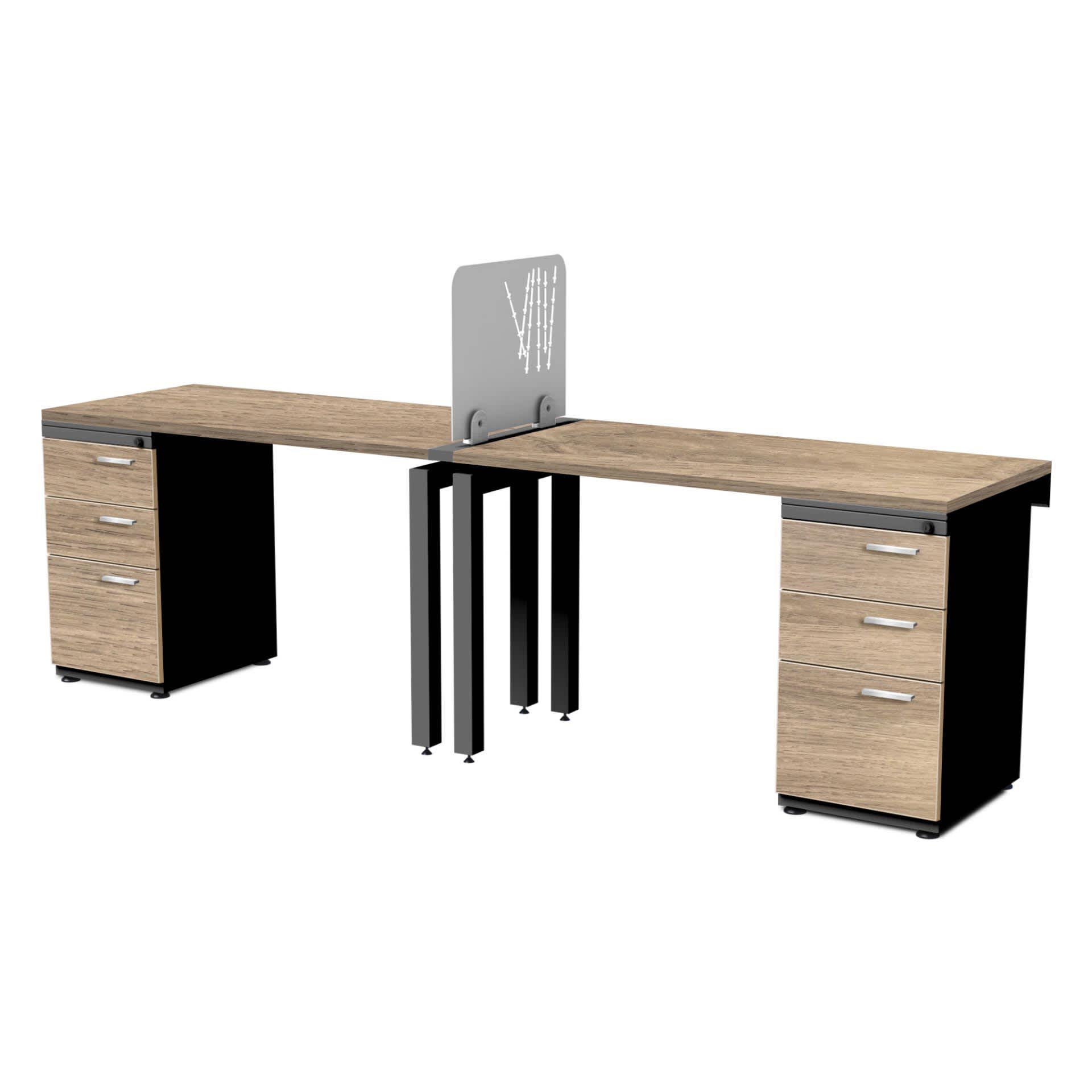 Isla de Trabajo 2 Puestos Lineal Maka Negro