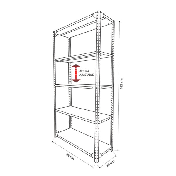 Dimensiones estanteria HD 183 x 92 x 35