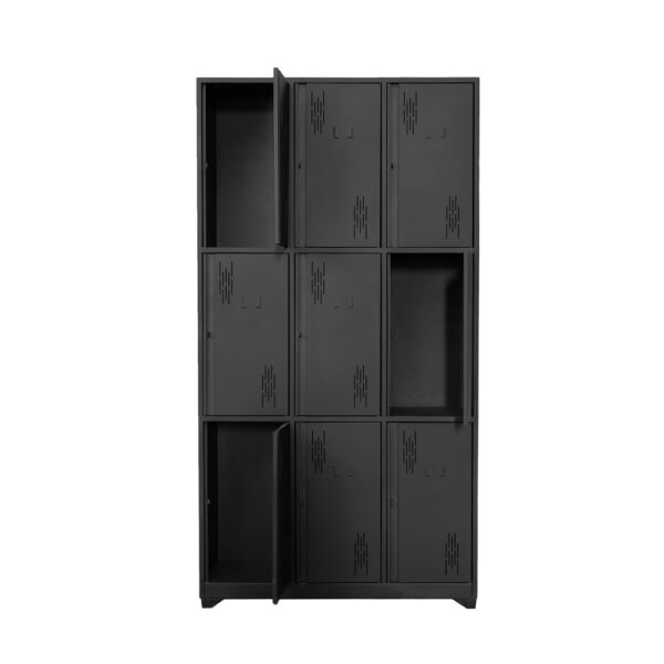 Locker Metálico 9 Puestos para Cascos Negro - Image 2