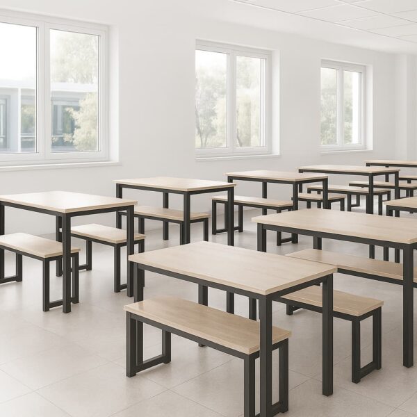 comedor con bancas metalico