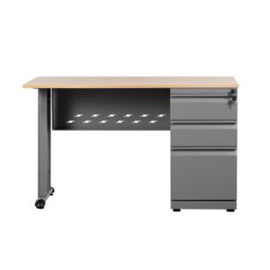 escritorio de oficina gris madera frontal