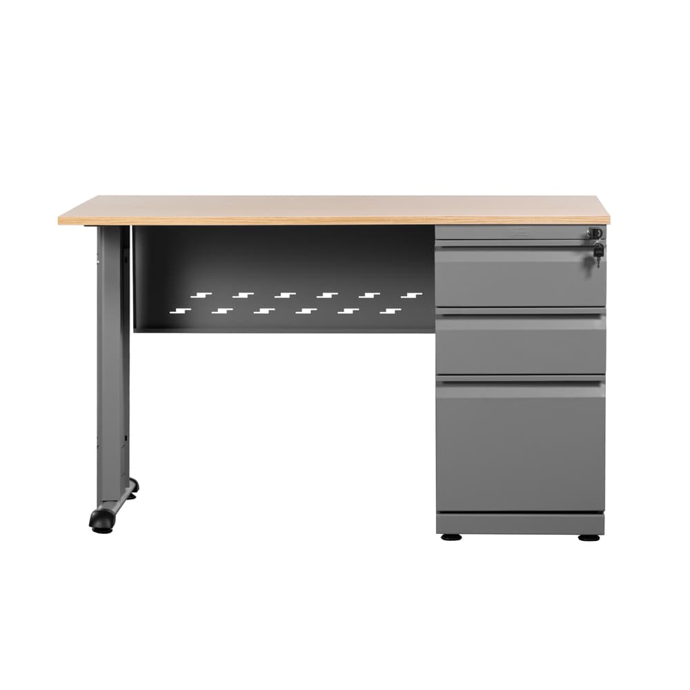 escritorio de oficina gris madera frontal