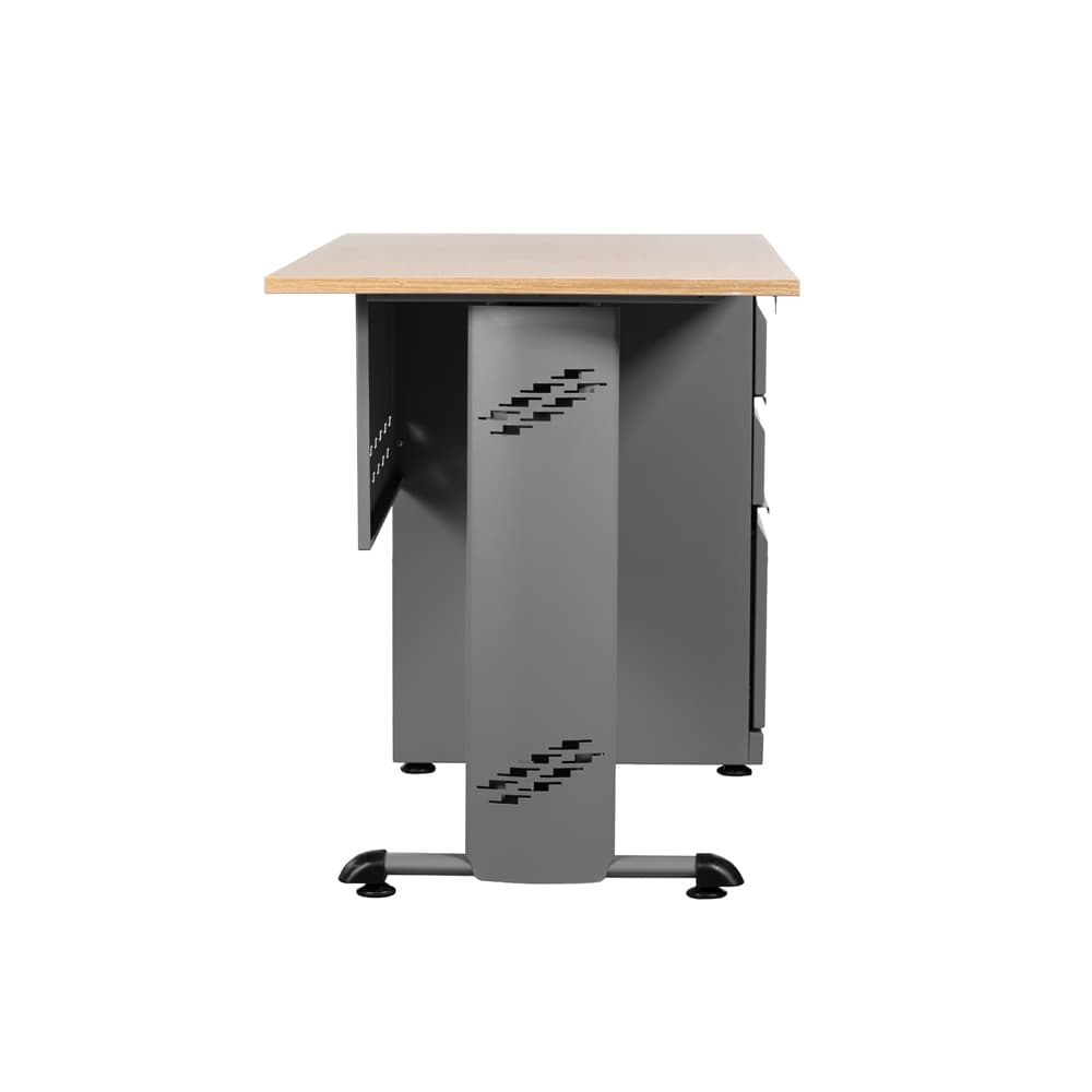 escritorio de oficina gris madera lateral